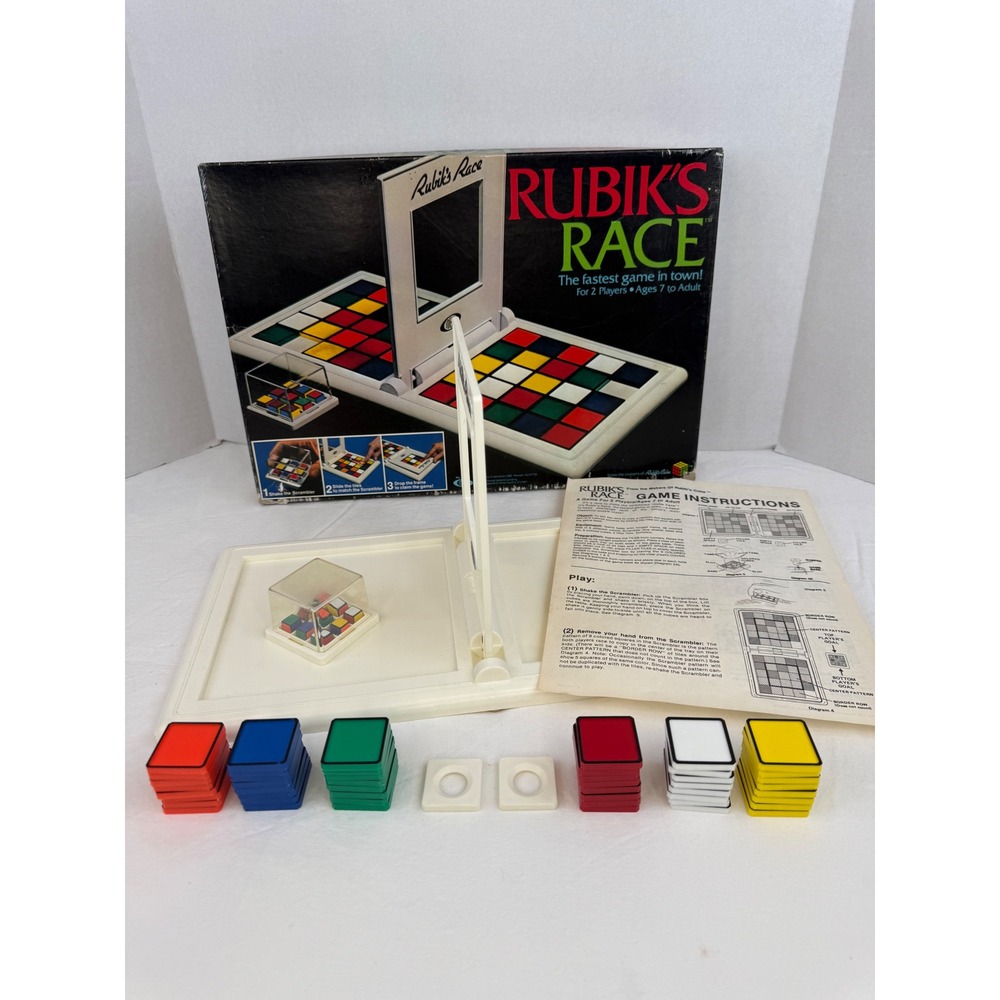 Vintage 1982 Rubiks‎ Race Board Game Ideal 2187-2 Retro Sliding Puzzle Complete